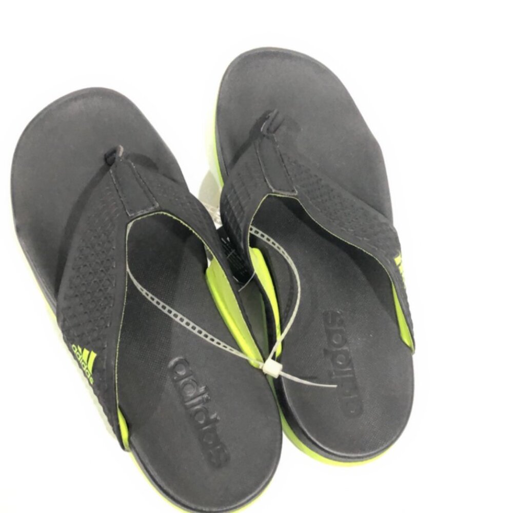 Adidas Kids Black Neon Green Flip Flops